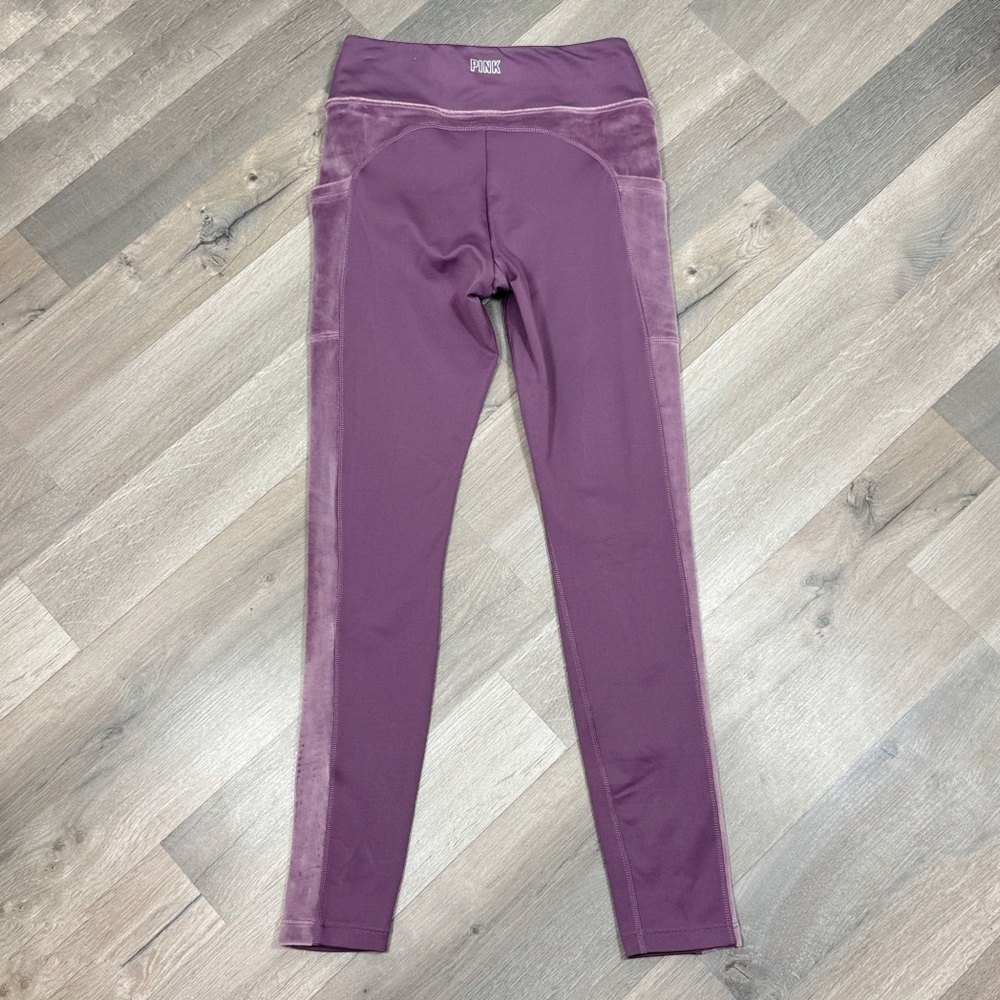 Pink‎ Victoria’s Secret Velour Side Pocket Leggings High Waist Mauve Small - Picture 10 of 15